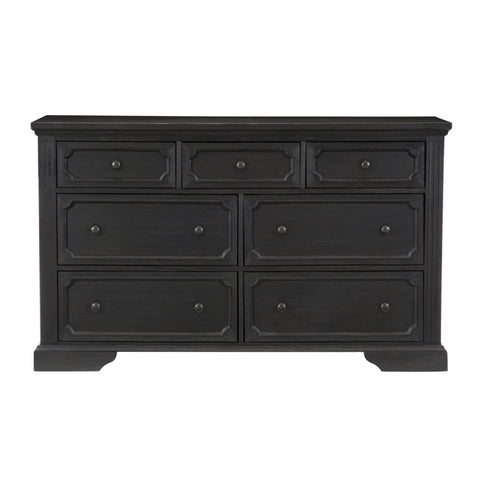 ZUN Charcoal Finish Traditional Dresser of 7 Storage Drawers Wooden Bedroom Furniture 1pc Rustic Style B011P176904