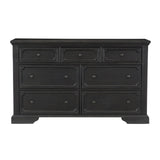 ZUN Charcoal Finish Traditional Dresser of 7 Storage Drawers Wooden Bedroom Furniture 1pc Rustic Style B011P176904