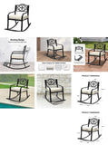 Metal Chair, Outdoor Bench with Cushion, Patio Rocker with Footrest, Weatherproof 25578656