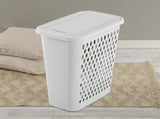 Slim Laundry Hamper, Plastic, Lift-top Lid and Integrated Handles, White, 4 Count 97378403