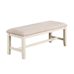 ZUN White Classic 1PC BENCH Rubberwood Beige Fabric Cushion Seats Dining Room Furniture Bench B011120835