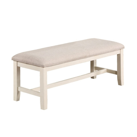 ZUN White Classic 1PC BENCH Rubberwood Beige Fabric Cushion Seats Dining Room Furniture Bench B011120835