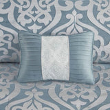 8 Piece Jacquard Comforter Set Aqua/Silver Queen B035128882