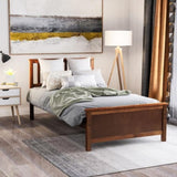 Twin Size Wood Platform Bed with Headboard,Footboard and Wood Slat Support, Walnut WF191769AAD
