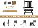 Outdoor Wood Rocking Chair, Wooden Patio Rocking Chair with Comfortable Backrest, Weatherproof Patio 23489524