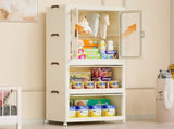 Portable Wardrobe Closet Storage Organizer for Clothes,Clothes Dresser, Magnetic Doors with 4 Cubes 68589132