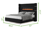 Upholstery Wooden King Bed with Ambient lighting in Black Velvet Finish B00977488