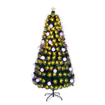 ZUN 6 FT Pre-lit Fiber Optic Christmas Tree, Artificial Xmas Tree with Lighted Top Star and Snowflakes, 93101267