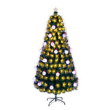 ZUN 6 FT Pre-lit Fiber Optic Christmas Tree, Artificial Xmas Tree with Lighted Top Star and Snowflakes, 93101267