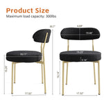 ZUN Boucle Upholstered Dining Chairs with Curved Backrest & Gold Metal Legs Set of 2, Black W2740P214382