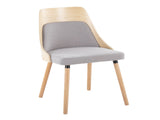 Mid-Century Modern Chair in Natural Wood and Grey Fabric B202P223417