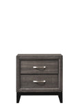 Contemporary 2-Drawer Nightstand End Table Gray Brown Finish Two Storage Drawers Metal Handles B011P159823