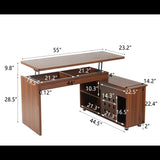 55.1''L, Home Office L-Shaped Versatile Desk Height Adjustable Extendable Desk with Storage Drawers N843P293669W