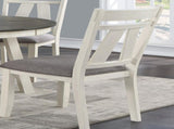 Dining Room Furniture Set of 2 Chairs Gray Fabric Cushion Seat White Clean Lines Side Chairs B01163917