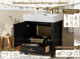 20.28'' Black Modern Bathroom Vanity with Ceramic Sink, Solid Wood Frame, and Drawer Ideal for N729P277755B