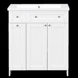 ZUN 30-Inch White Bathroom Vanity with Ceramic Sink Combo, Abundant Storage Cabinet - 2 Soft close Doors WF532032AAK