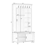 ZUN Multifunctional Hall Tree with Sliding Doors, Wooden Hallway Shoe Cabinet with Storage Bench and 46580291