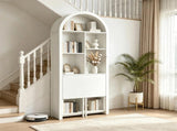 Folding Craft Desk with Storage Shelves, Convertible Hideaway Desk to Bookshelf, Foldable Desk with 18971865