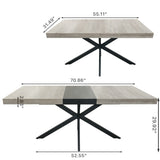 ZUN 55.11'' -70.86"Retro Rectangular Stretch Dining Table, Grey Carole Top With Black Embossed Center W757P147832