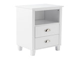 40*30*63cm Simple And Modern White Cabinet, MDF Spray Paint, High Legs, Two Drawers, Bedside Table 93586563