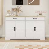 55.91" Large Farmhouse Buffet Cabinet Storage Sideboard with 2 Drawers and 4 Doors for Dining Living W282138080