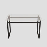 51" Modern Minimalist Rectangular Glass Dining Table for 4-6 with 0.31" Tempered Glass Tabletop and W2189138541