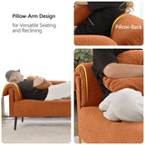 68.5" Modern Lamb Wool Sofa With Decorative Throw Pillows for Small Spaces 03215478