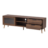 Modern TV Stand for 75" TV, TV Console with 2 Glass Doors, Entertainment Center with 2 Drawers & 53145432