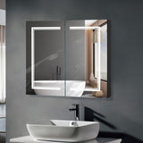 LED Bathroom Wall Cabinet, Double Door Bathroom Mirror Cabinet, Black 60402434