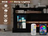 58" TV Stand with RGB Fireplace Black- Smart App Remote Control, 4777 BTU Heater 29702751
