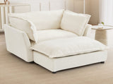 Modern Armchair Sofa 47" Cozy Upholstered Sofa Chair with Movable Ottoman, Wide Seat, Curved N719P292695A