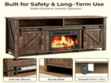 Rotten Wood Finish Fireplace TV Stand, 147.5*39*76cm, Embossed Particle Board with Melamine Foil, 46705287
