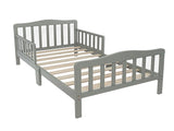 Wooden Baby Toddler Bed Children Bedroom Furniture with Safety Guardrails Gray 65296253