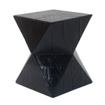 ZUN 14.25" Black Concrete Side Table with Rustic Hand-Carved Texture and Unique Symmetric Form – N767P192096B