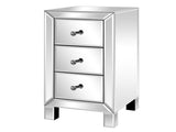 3-Drawer Mirrored Bedside Table MDF Cabinet with Mirrored Drawers Silver 12480391