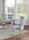 Glam Dark Gray Flannelette 2pcs Side Chairs Acrylic Tufted Upholstered Dining Chairs Wingback Design B2741P306177