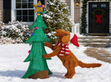 4FT Dog Climbing Tree with 188 Warm White Lights, Fabric-Covered Christmas Decor, US Plug 40556040