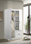 ZUN Aubree 40" White Wardrobe Cabinet Armoire with 2 Drawers and Hanging Rod B061133844