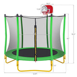 ZUN 5.5FT Trampoline for Kids - 65" Outdoor & Indoor Mini Toddler Trampoline with Enclosure, Basketball 16901318