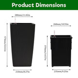 Square Planter for Indoor or Outdoor Use, 22-Inch High Faux Rattan Design Planter with Automatic W3213P311468