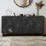 ZUN Carved Flower Door Large Storage Cabinet With Metal Handle Suitable For Living Room, Kitchen, 56157456