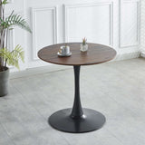 ZUN 31.5"BLACK AND WALNUT Tulip Table Mid-century Dining Table for 2-4 people With Round Mdf Table Top, W234P143406