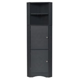 ZUN Tall Bathroom Corner Cabinet, Freestanding Storage Cabinet with Doors and Adjustable Shelves, MDF WF293800AAB