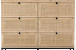 ZUN Rattan 9 Drawer Dresser for Bedroom, 60 Inch Wide Rustic wood Dresser TV Stand, Dresser Chest of W295P210272