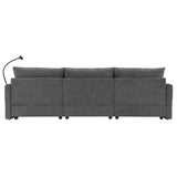 96.5'' Chenille Sectional Sofa with Storage Ottoman and Pockets,Adjustable Phone Holder,Wide,4 61135243