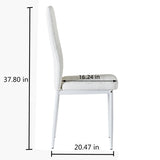 ZUN White modern minimalist dining chair fireproof leather sprayed metal pipe diamond grid pattern W2181P167933