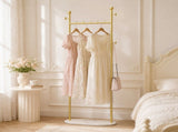 Clothing Rack, Golden Metal Freestanding Heavy Duty Clothes Rack with Marble Pattern Sintered Stone 04321713