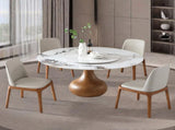 5pcs Modern Marble Dining Table, 59" Round Sintered Stone Table for Dining Room, Kitchen, Dinette, 18781274