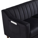 ZUN Modern Chesterfield Sofa, Comfortable Upholstered Sofa, Velvet Fabric, Wooden Frame with Wooden 74120956