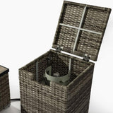 Beige Rattan Fire Pit Table with Tank Holder and Ceramic Tile Tabletop W853P202196